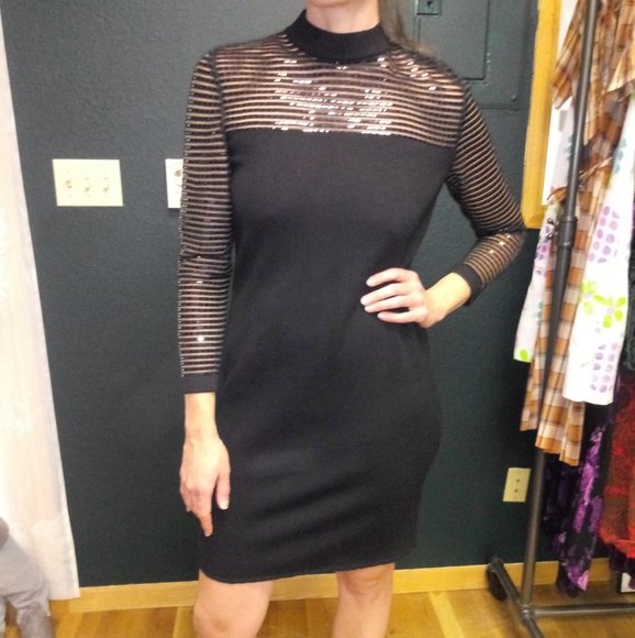 VTG St John Evening Sequined Sweater Shift Dress - Picture 1 of 7